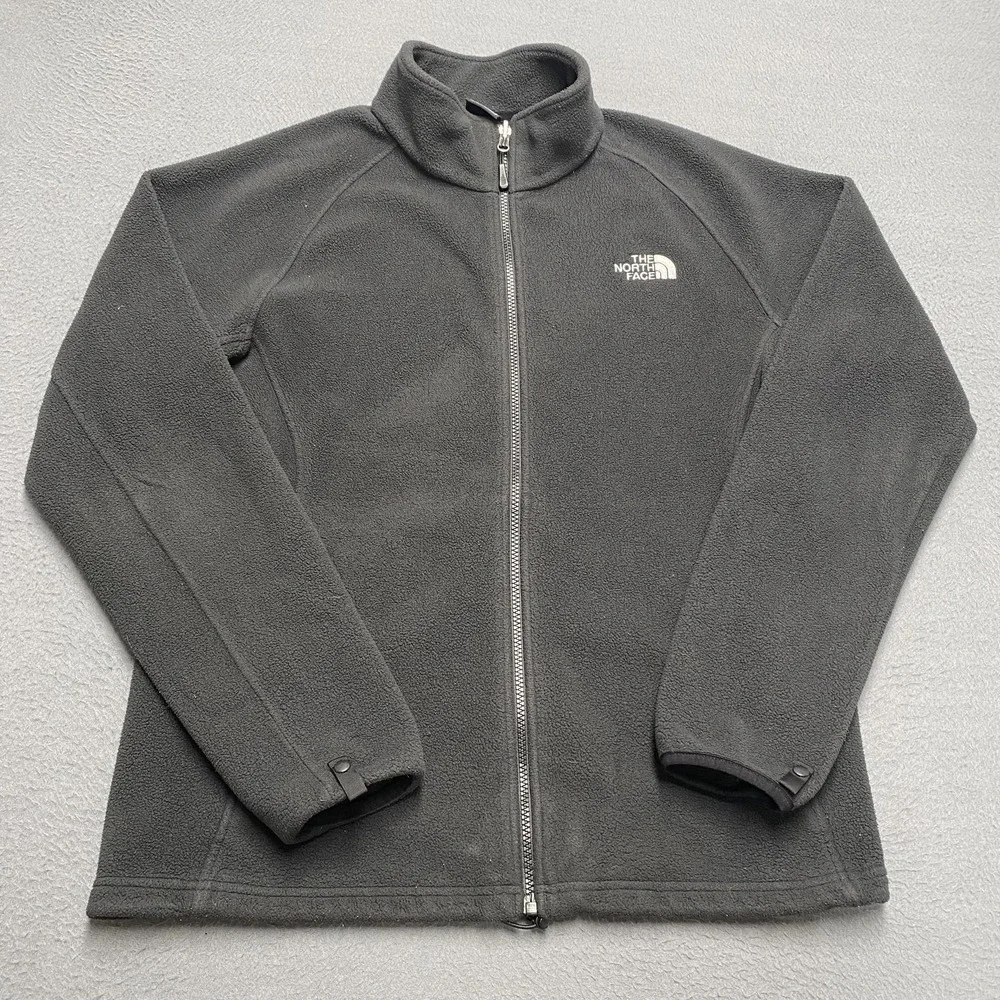 The North Face Jacket Mens Medium Black Fleece Windbreaker Full Zip Collared
